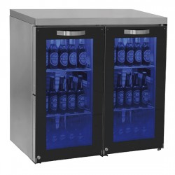 Réfrigérateur bar gauche avec 2 portes battantes en verre, 90+90 bouteilles, 0°/+8°C