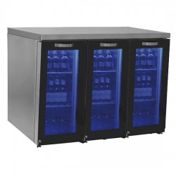 Réfrigérateur bar gauche avec 3 portes battantes en verre, 90+90+90 bouteilles, 0°/+8°C