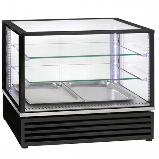Présentoir réfrigéré de table avec 2 étagères en verre et coulissantes, +2°/+10°C