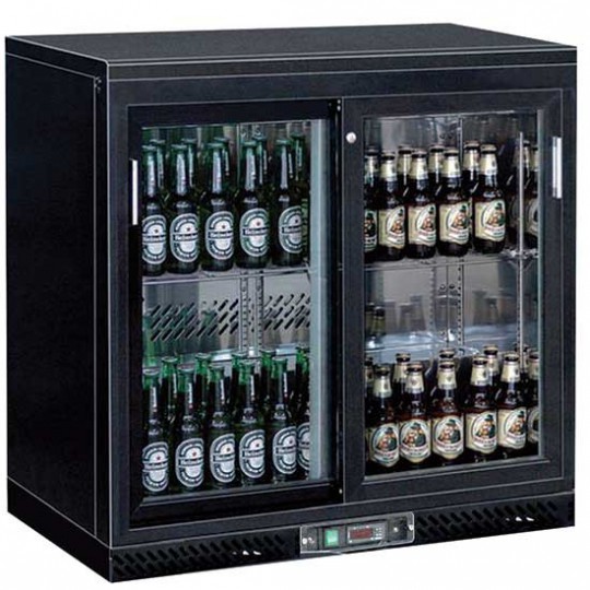 Réfrigérateur bar avec 2 portes coulissantes en verre, 201 litres, +1°/+10°C