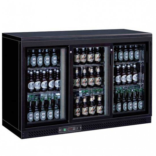 Réfrigérateur bar avec 3 portes coulissantes en verre, 320 litres, +1°/+10°C