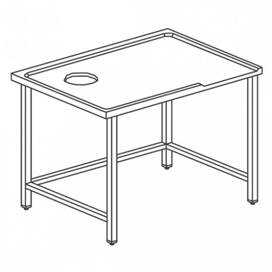 Table de triage droit avec trou, pour machines avec sortie à gauche, l1600 mm