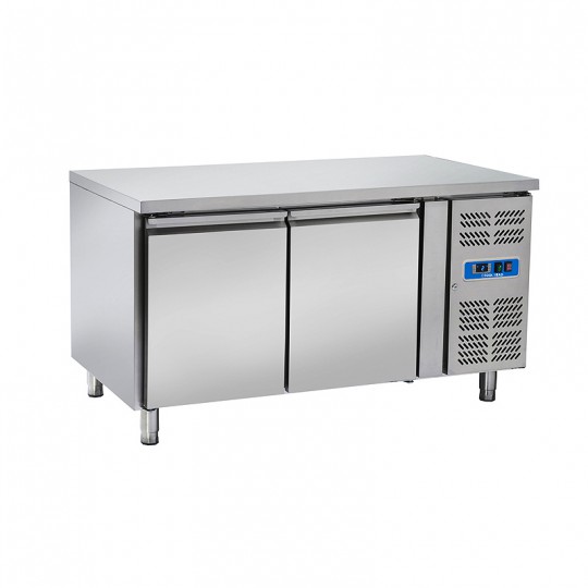 Table réfrigérée en inox, de 2 à 4 portes en inox, grilles 60 X 40 cm, 430 litres, +2°/+8°C, 800mm