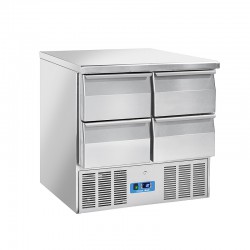 Saladette en inox, 4 à 6 portes, 215 litres, 0°C/+8°C
