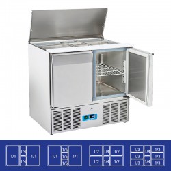Saladette en inox, 2 portes, 230 litres, 0°C/+8°C
