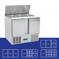 Saladette en inox, 2 portes, 270 litres, 0°C/+8°C