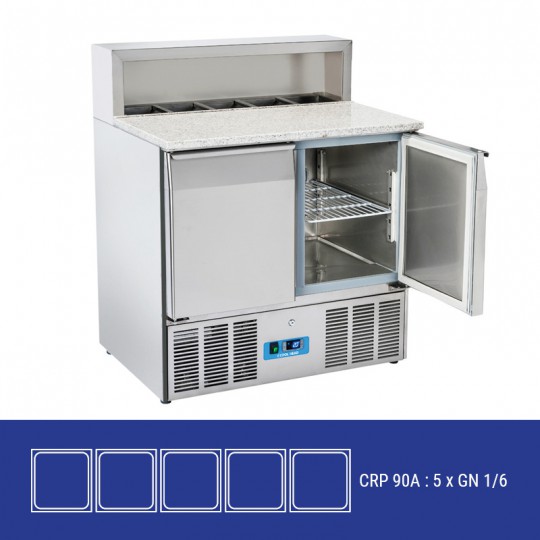 Saladette en inox, 2 à 3 portes, 260 litres, 0°C/+8°C
