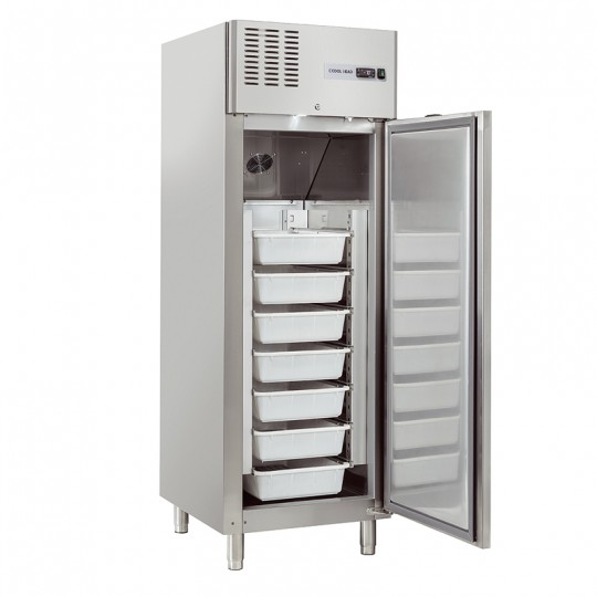 Armoire réfrigérée en inox, 2 portes inox horizontales, 550 litres, -7°/+2°C
