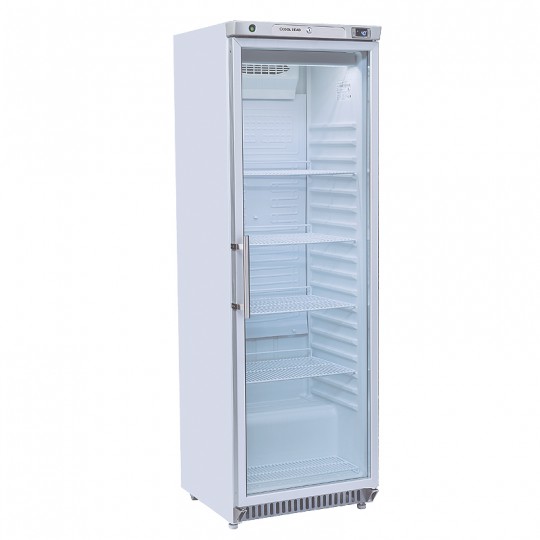 Armoire réfrigérée revêtement blanc, porte vitrée, 400 litres, +2°/+8°C