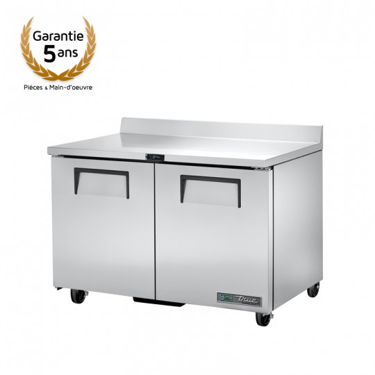 True - Comptoir positif avec dosseret inox 340L 2 portes