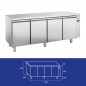 Table réfrigérée en inox, 2 à 4 portes inox, 260 litres, 0°C/+8°C,  GN 1/1, 700mm