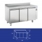 Table réfrigéréen en inox avec dosseret, 2 à 4 portes inox, 260 litres, 0°C/+8°C°C,  GN 1/1, 700mm