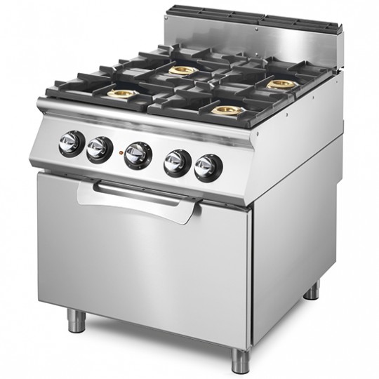 Cuisinière gaz sur four gaz statique GN 2/1, 4 brûleurs