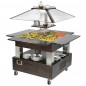 Buffet bain-marie à île, 4x GN 1/1 h. 150 mm, hotte pas abaissable
