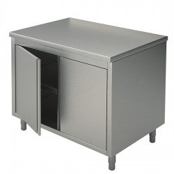 Table armoire basse neutre, profondeur 700 mm, avec portes battantes, sans dosseret, largeur de 600 à 900 mm