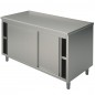 Table armoire basse neutre, profondeur de 700 mm, avec portes coulissantes, sans dosseret, largeur de 1000 à 2400 mm