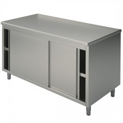 Table armoire basse neutre, profondeur de 700 mm, avec portes coulissantes, sans dosseret, largeur de 1000 à 2400 mm