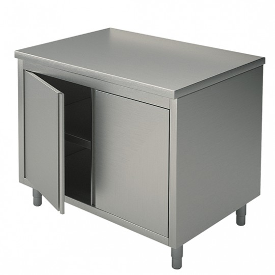 Table armoire basse neutre, profondeur de 600 mm, avec portes battantes, sans dosseret, largeur de 600 à 900 mm