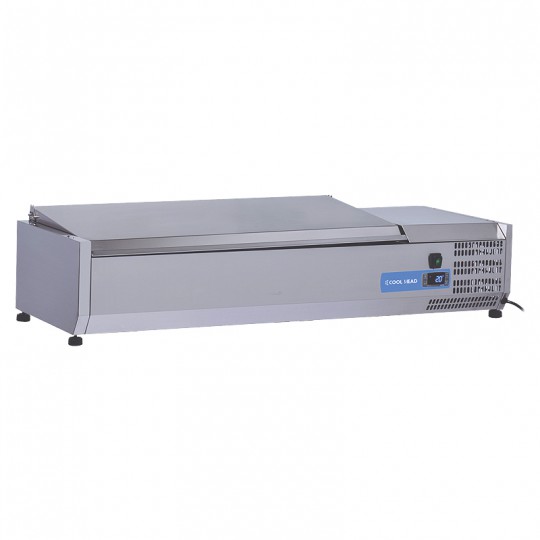 Vitrine réfrigérée pour pizzas en inox, 3 x GN1/3 + 1 x GN1/2, 43 litres, +2 °C/+8 °C