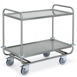 Chariot de service en inox avec 2 niveaux 1000x500 mm