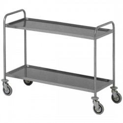 Chariot de service en inox avec 2 niveaux 780x430 mm