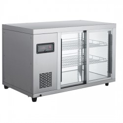 Affichage réfrigéré de table avec 2 étagères et portes coulissante, +0°/+12°C, Larg. 910 mm
