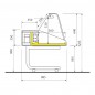 Largeur de 1000 à 1500 mm. comptoir vitre courbe,  0 °C, réfrigéré statique à poisson