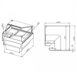 Vitrine réfrgérée ventilé à viande "unité de coin" avec vitre vertical, 0°/+4°C