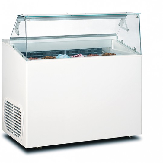Vitrine à glace avec refrigeration statique, capacité 7x 5 litres, réserve 12x 5 litres, -15°/-20°C