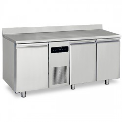 Table congélateur avec 3 portes GN 1/1 avec dosseret, -10°C/-22°C