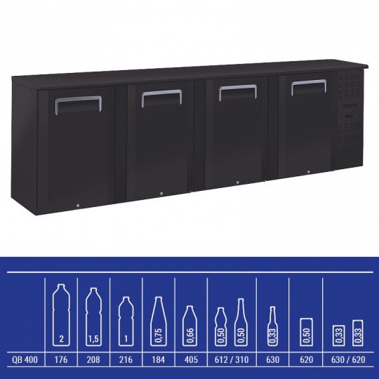 Réfrigérateur bar avec 4 portes battantes, 670 litres, +2°C/+8°C