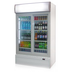 Armoire réfrigérée à boissons vitrée, 2 portes coulissante, 1000 litres, +1°/+10°C