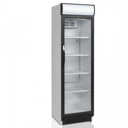 Vitrine réfrigéré verticale 368 (379) litres avec porte en verre et panneau publicitaire, +1°/+10°C