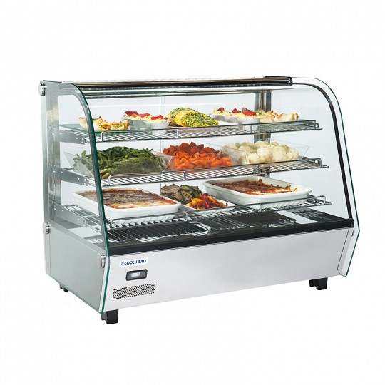 Vitrine chauffante en inox, 160 litres, +30°/+90°C