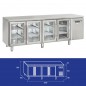 Table réfrigérée en inox, de 2 à 4 portes vitrées, 230 litres, +3°/+10°C, 625mm