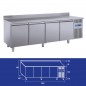 Table réfrigérée inox avec dosseret, de 2 à 4 portes en inox, grilles 60 X 40 cm, 430 litres, +2°/+8°C, 800mm