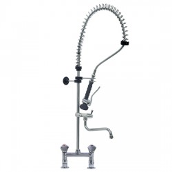 Douche vaisselle sur mélangeur 2 trous avec bec pivotant, raccord 1/2"