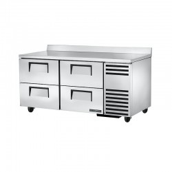 True - Comptoir positif avec dosseret inox 340L 4 portes | Neuf