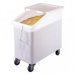 Roll container pour aliments sur 4 roues avec couvercle coulissant, 102 litres