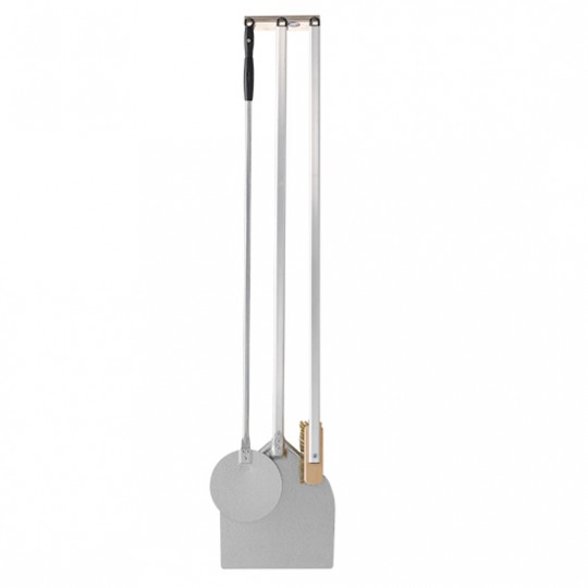 Kit pour pizzéria composé par pelle carrée 320 mm, pelle ronde 200 mm, brosse et support mural