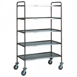 Chariot de service en inox avec 5 niveaux