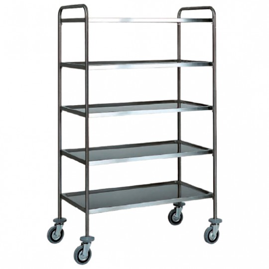 Chariot de service en inox avec 5 niveaux