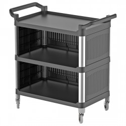 Chariot multiservice en plastique avec 3 niveaux, sur 3 côtés aussi, 520x960 mm